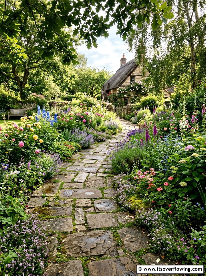 Flagstone Garden Path Layout - 25 creative garden ideas with cottage layering