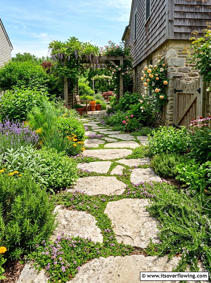 Flagstone Herb Path - 25 garden design ideas for side yard strips