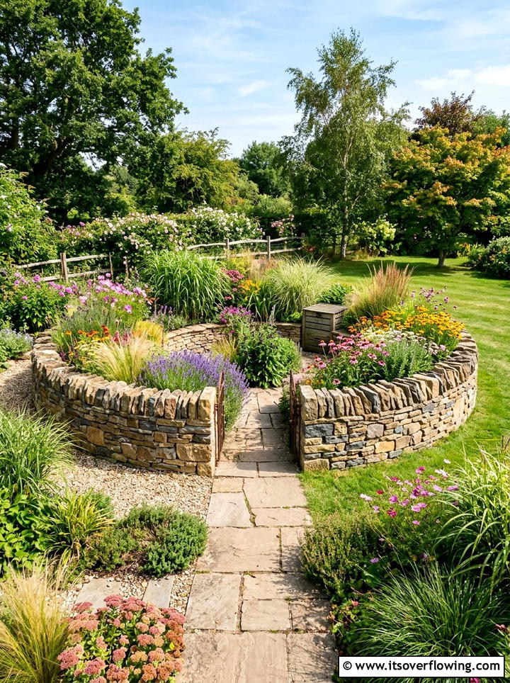 Flagstone Keyhole Garden - 25 creative garden ideas with keyhole garden beds