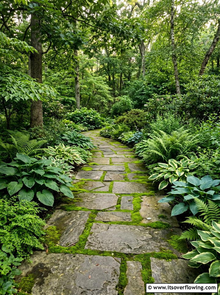 Flagstone Path Moss - 25 garden design ideas with pathways
