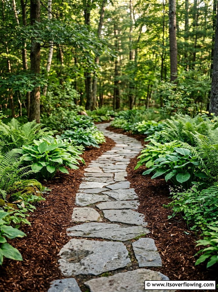 Flagstone Path Through Mulch - 25 small garden ideas with stepping stones