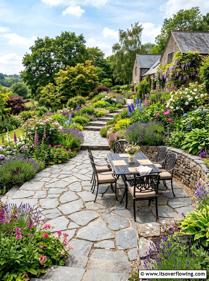 Flagstone Patio - 25 backyard ideas for sloped yards