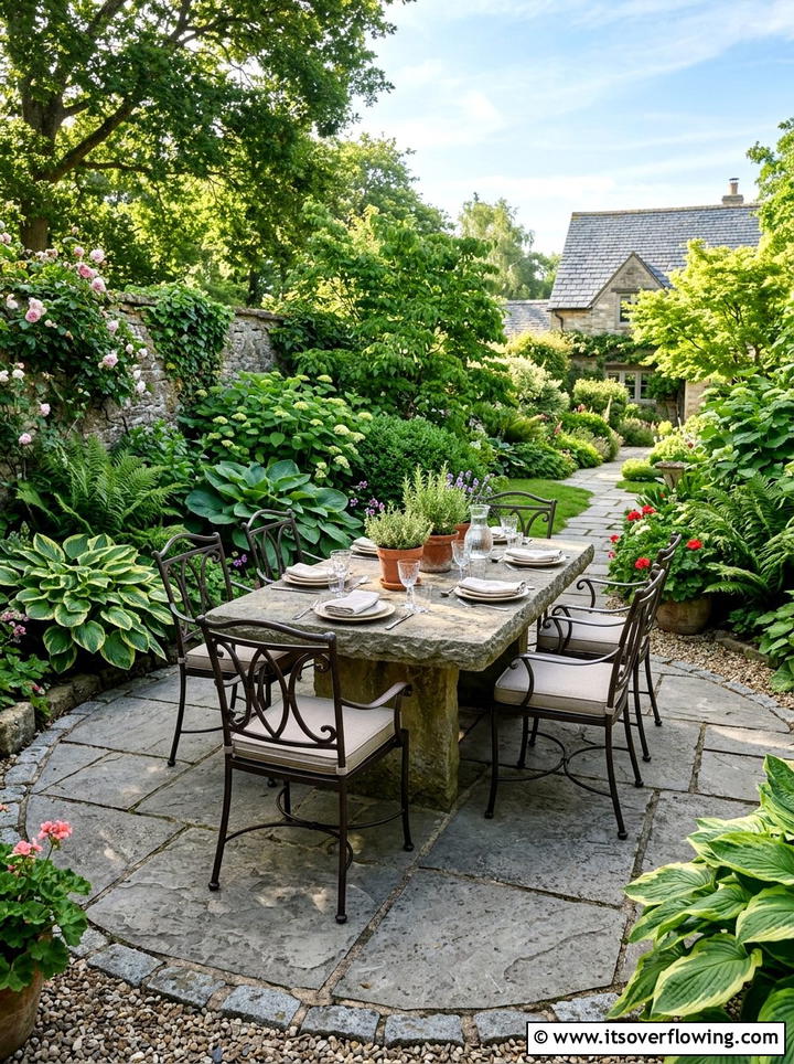 Flagstone Patio Dining Set - 25 backyard ideas with dining area