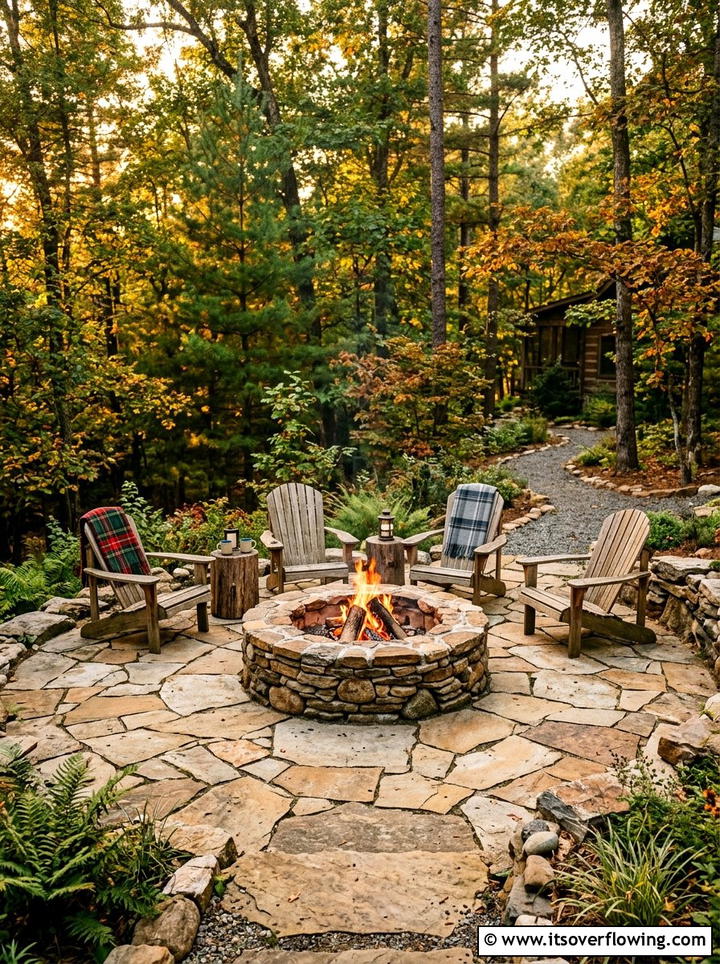 Flagstone Patio Fire Pit - 25 backyard ideas with fire pit