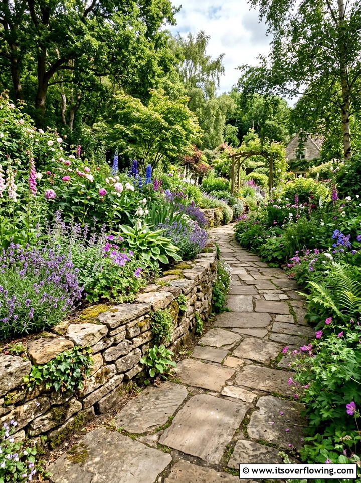 Flagstone Retaining Wall Path - 25 backyard ideas with retaining wall