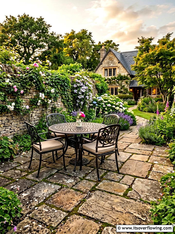 Flagstone Seating Area - 25 backyard ideas with no grass