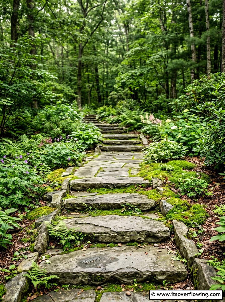 Flagstone Stepped Walkway - 25 backyard ideas with terracing