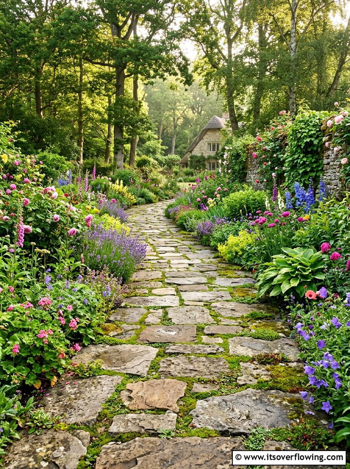 Flagstone Walkway - 25 backyard ideas with rustic style