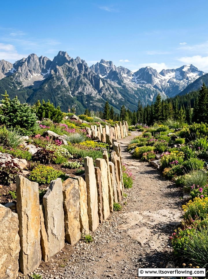 Flagstone border - 25 backyard ideas with edging