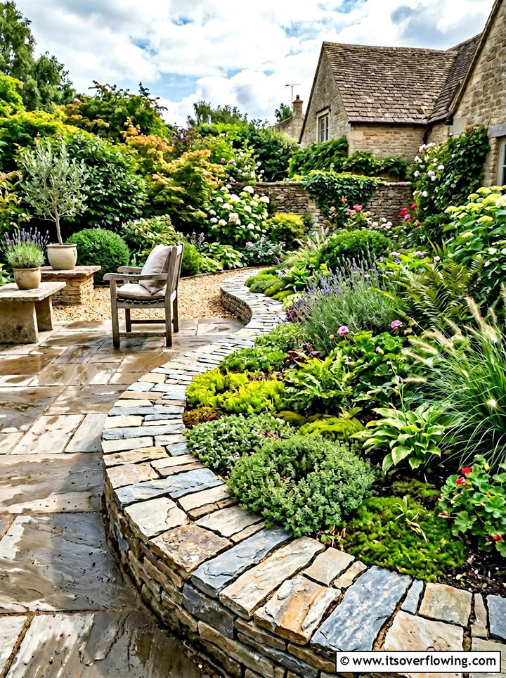 Flagstone garden border - 25 garden ideas with edging