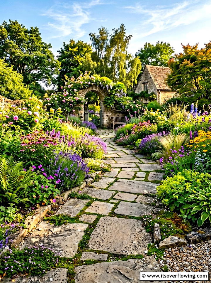 Flagstone path garden - 25 small garden ideas for full sun