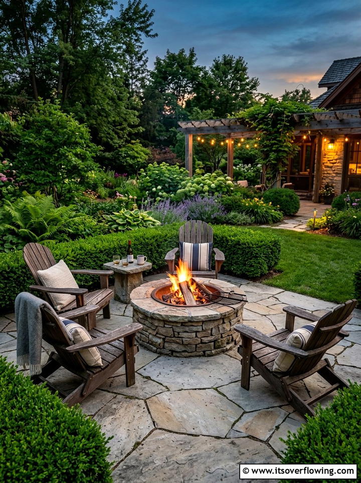 Flagstone patio fire pit - 25 garden design ideas for fire pit corners
