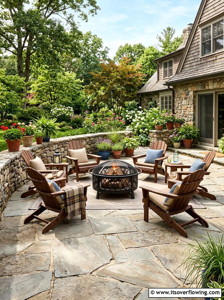 Flagstone patio seating area - 25 garden ideas with rocks