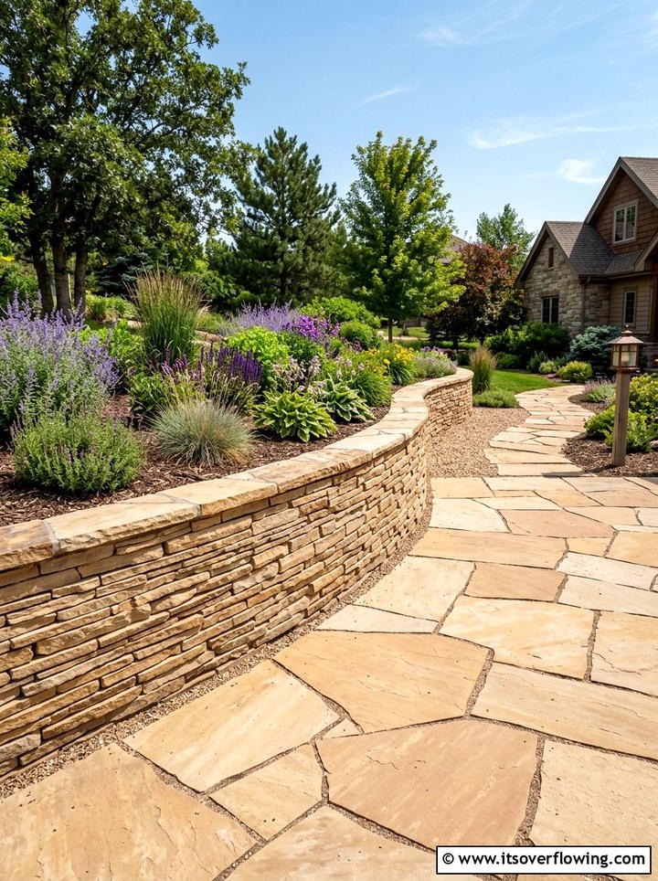 Flagstone retaining wall - 25 garden design ideas with retaining walls