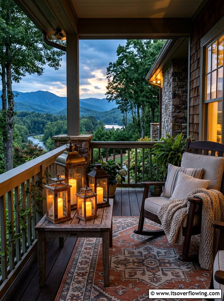 Flameless Candle Lanterns - 25 front porch decor ideas with lantern clusters