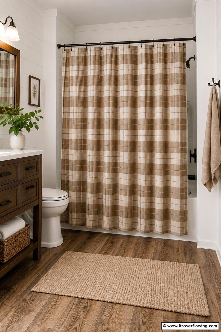 Flannel Shower Curtain - 50 Fall Bathroom Decor Ideas Roundup- Timeless Tips