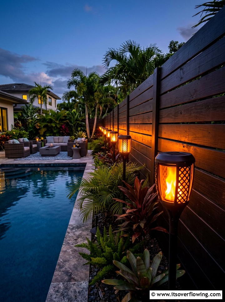 Flickering Flame Solar Torch - 25 garden decor ideas with solar stakes