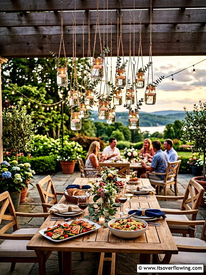 Floating Candle Jar Centerpieces - 25 garden decor ideas with hanging jars