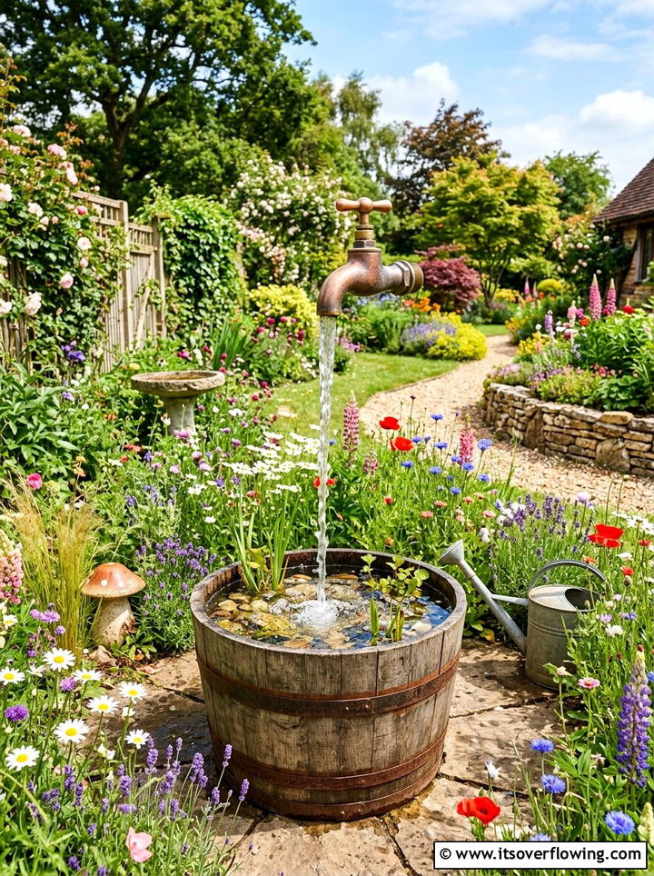 Floating Faucet Fountain Garden - 25 garden decor ideas with mini fountains