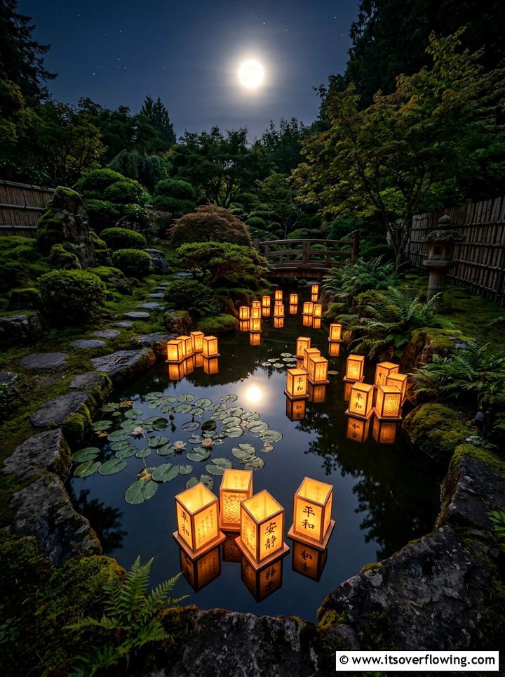 Floating Lanterns In Water Feature - 25 backyard decorating ideas with lanterns