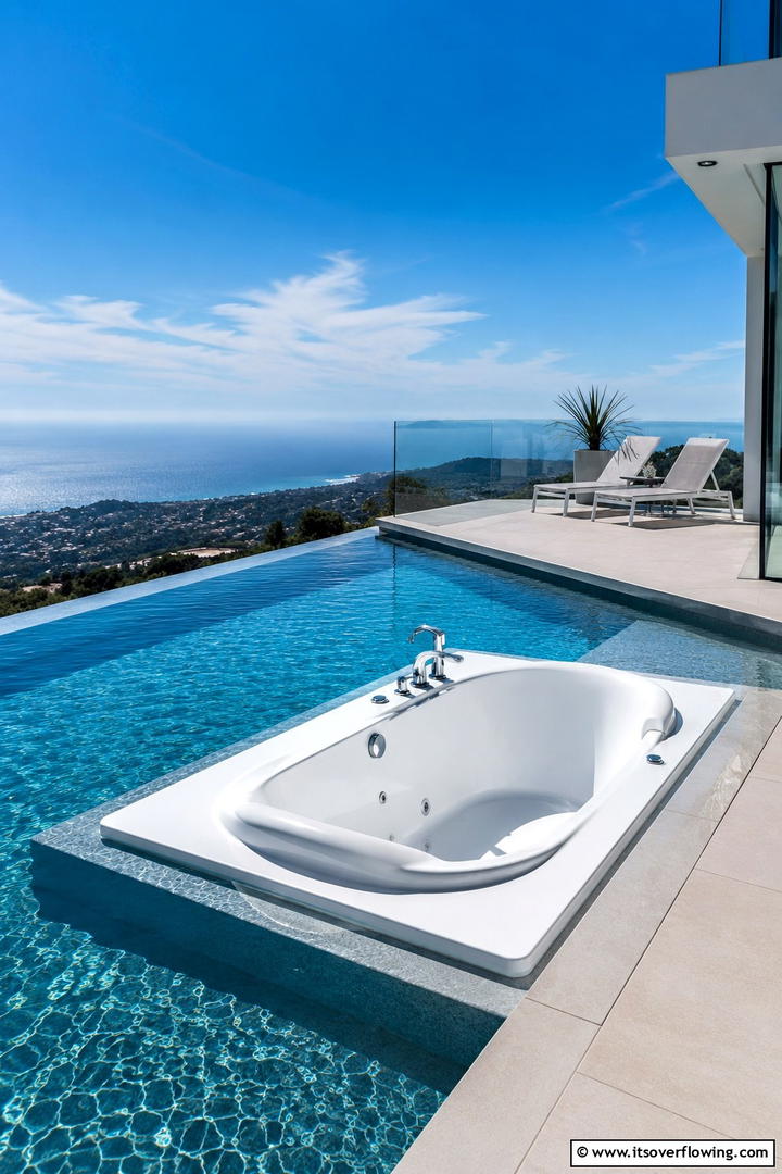 Floating Poolside Bathtub - 30 Serene Outdoor Bathtub Ideas for a Backyard Oasis