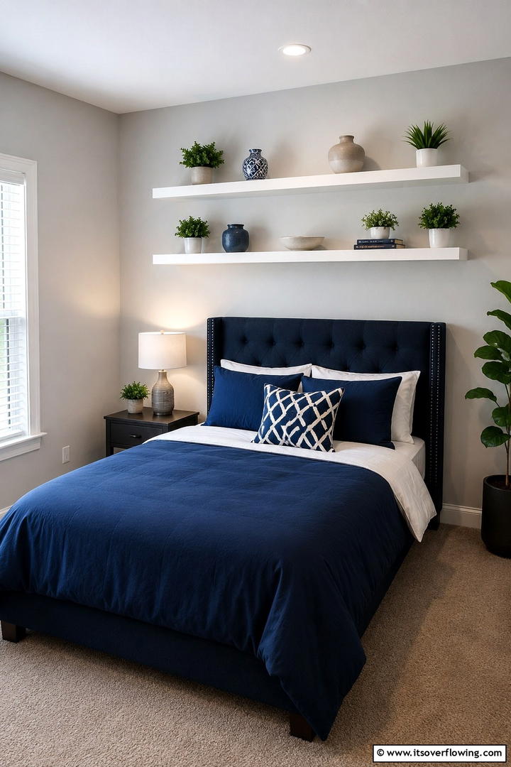 Floating Shelves for Display - 30 Space-Saving Small Guest Bedroom Ideas for Cozy Comfort