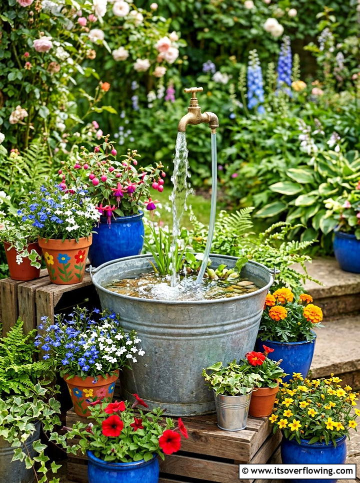 Floating Tap Water Feature - 25 small garden ideas with water feature