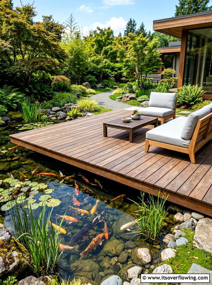 Floating Timber Deck - 25 garden design ideas with seating zones