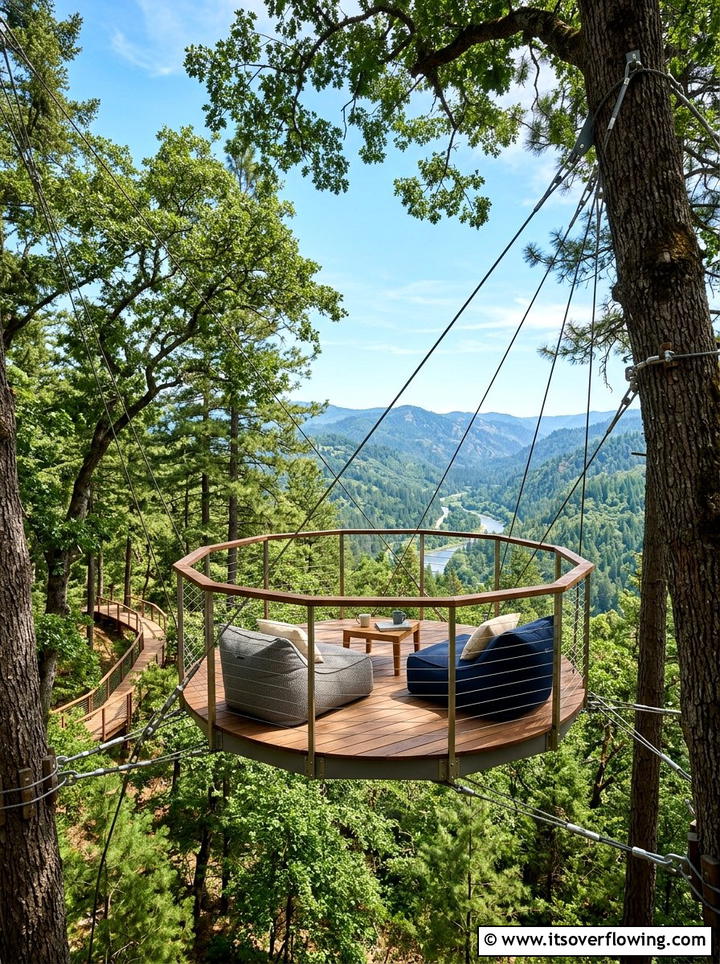 Floating Treehouse Platform - 25 backyard ideas with treehouse