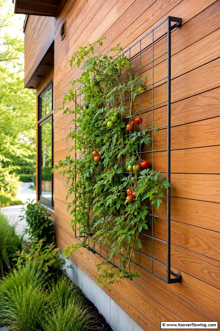 Floating Wall Mounted Trellis - 30 Tomato Trellis Ideas for Healthy & Space-Saving Gardens