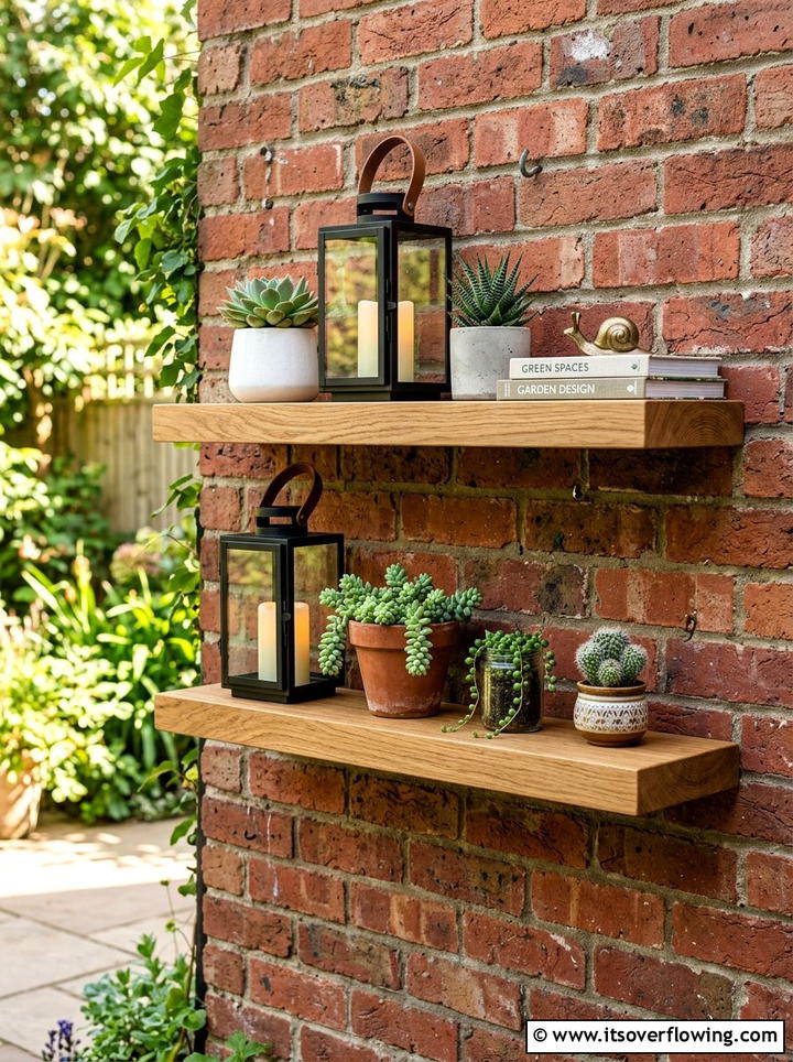 Floating Wall Shelf - 25 creative garden ideas for narrow spaces