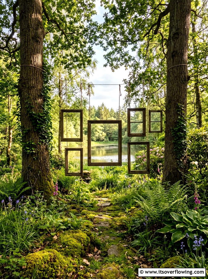 Floating Window Frame - 25 garden decor ideas with old windows