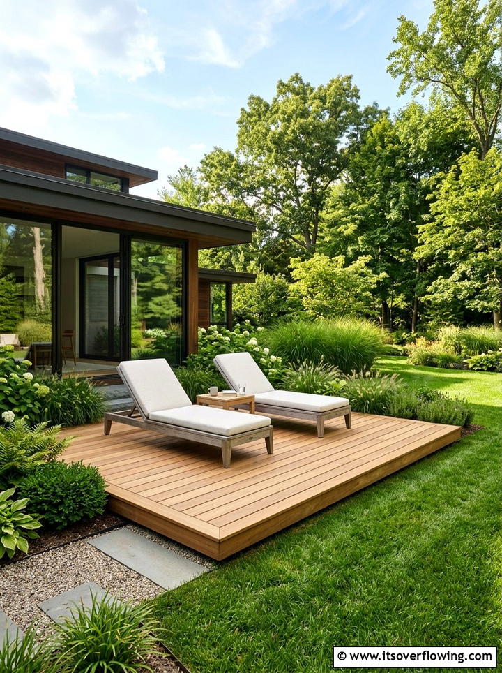 Floating Wood Deck - 25 garden decor ideas with minimalist accents