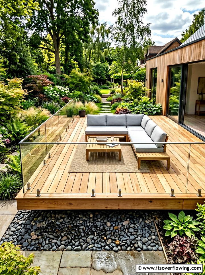 Floating Wood Decks - 25 creative garden ideas with modern landscape lines