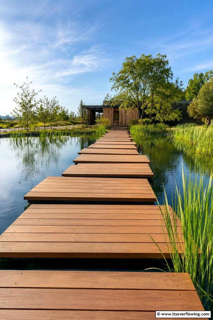 Floating Wooden Plank Bridge - 20 Garden Bridge Ideas for a Serene Backyard