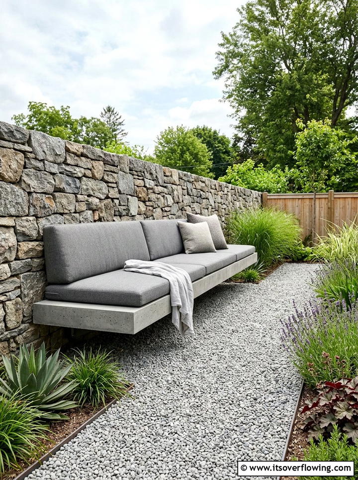 Floating bench seating - 25 backyard ideas with minimalist style