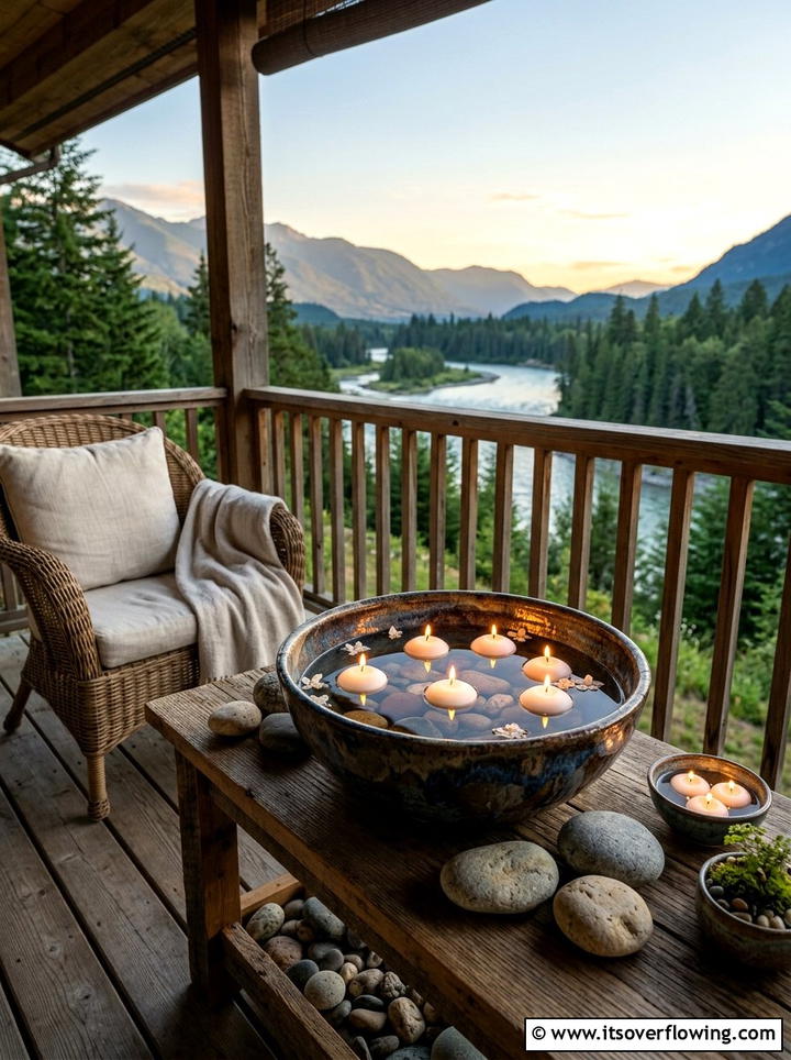 Floating candle bowls - 25 front porch decor ideas with candle holders