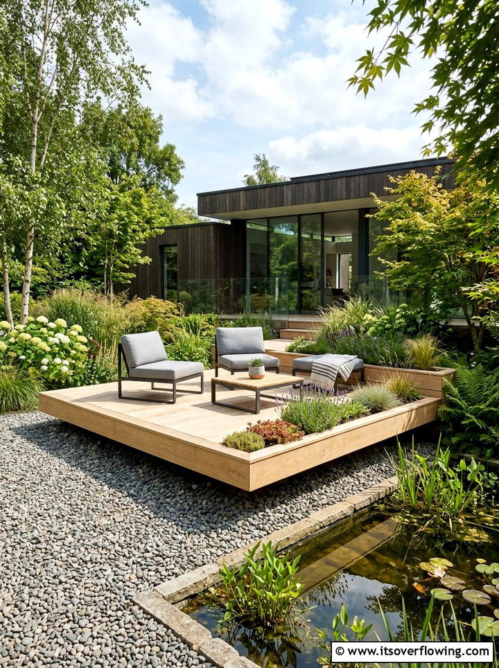 Floating garden deck - 25 small garden ideas with reading nook