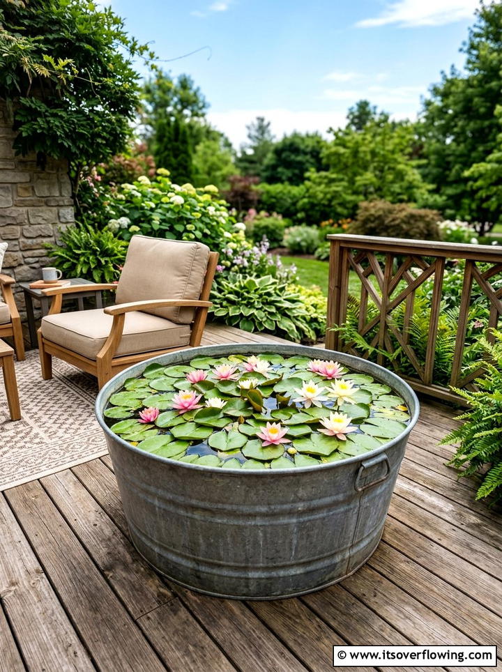 Floating lily pad container - 25 garden design ideas with water features