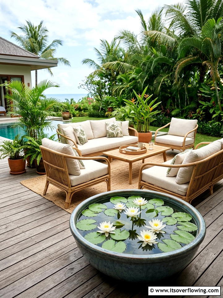Floating lily water bowl - 25 backyard decorating ideas with water bowls