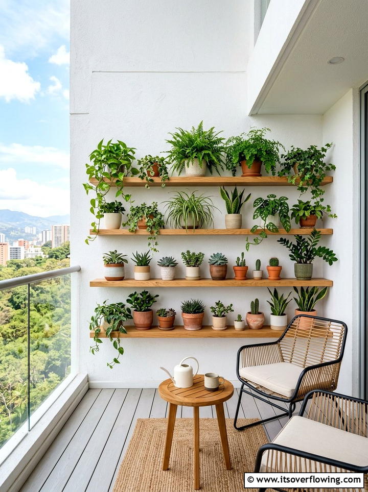 Floating plant shelves - 25 small garden ideas with wall planters