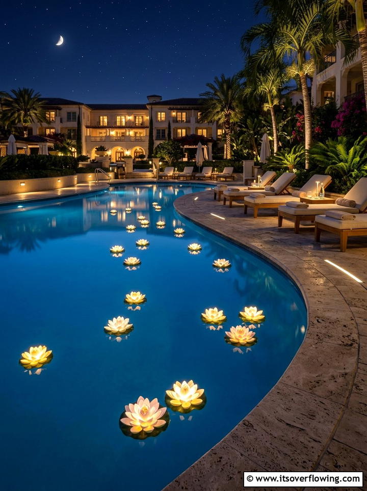 Floating pool light - 25 garden decor ideas with lights