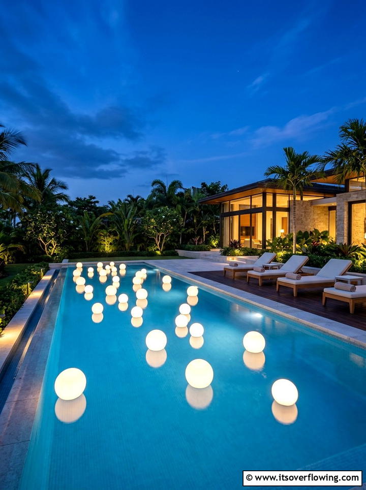 Floating pool lights - 25 backyard ideas for summer parties