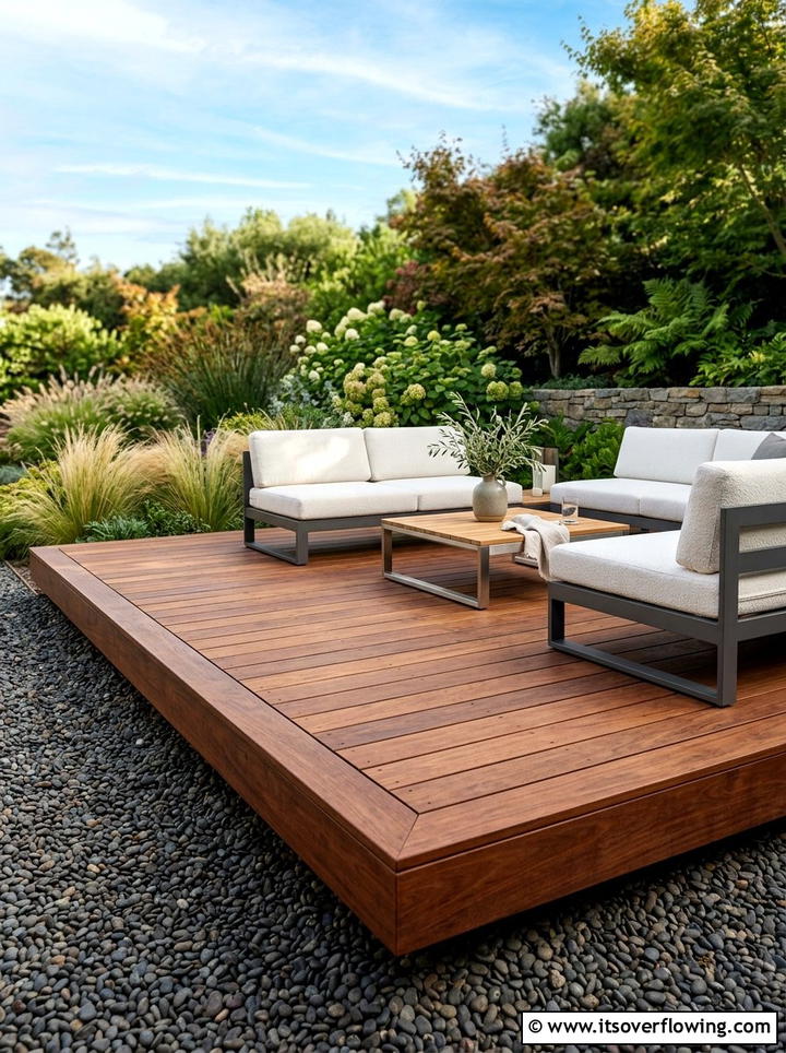 Floating wood deck - 25 garden decor ideas with modern accents