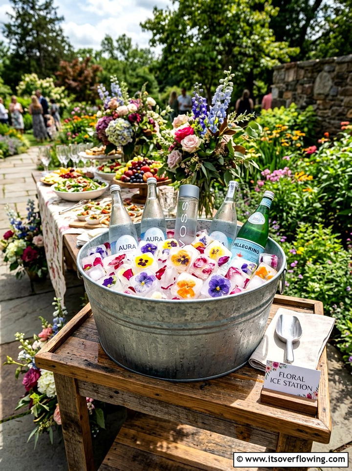 Floral Ice Bucket Station - 25 garden decor ideas for birthdays