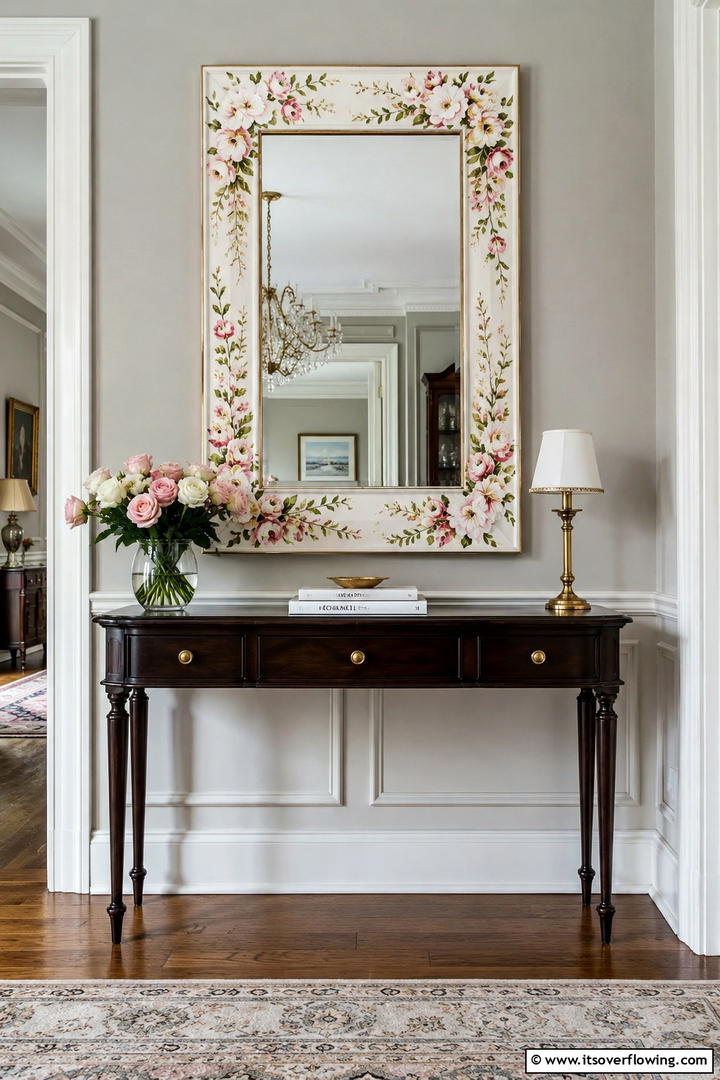 Floral Painted Mirror Frame Beauty - 30 Painted Furniture Ideas to Revamp Your Home Décor