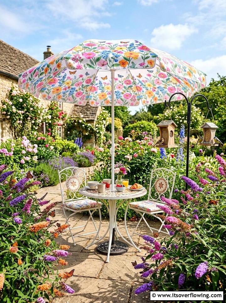 Floral Patio Umbrella - 25 garden decor ideas with umbrellas