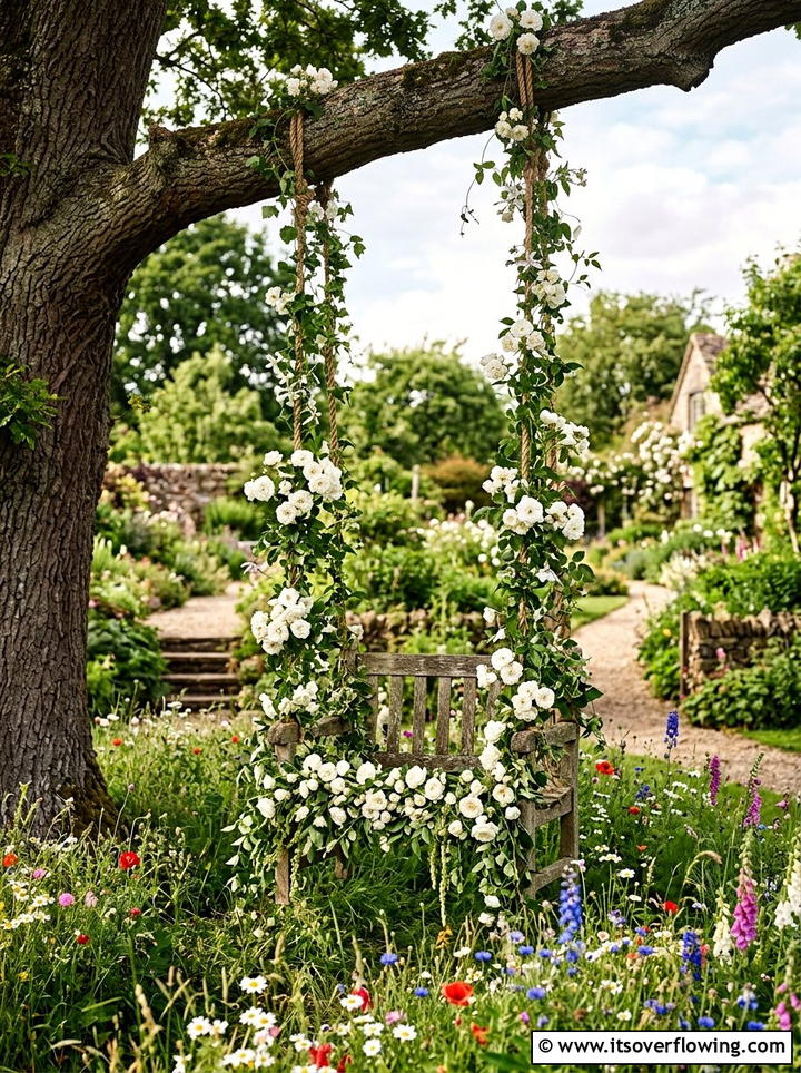Floral Swing - 25 garden decor ideas for weddings