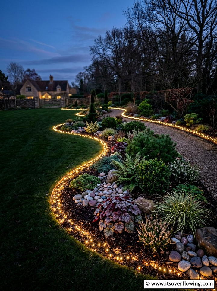 Flower Bed Border Lights - 25 garden decor ideas with holiday lights