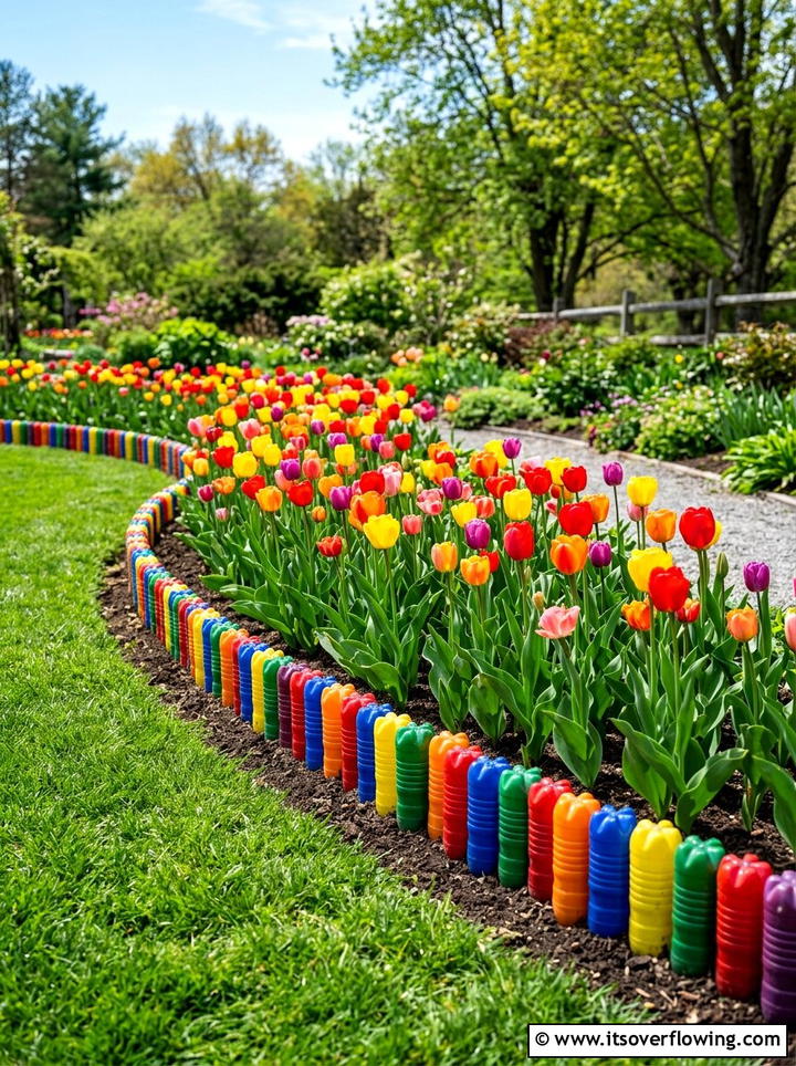 Flower Bed Border - 25 recycled garden ideas with plastic bottles